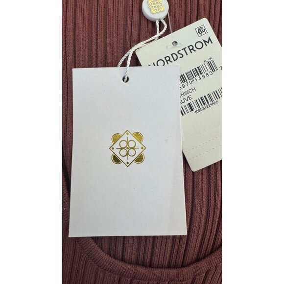 2/$30 NWT WAYF XL Ribbed Knit Midi Bodycon Dress Tie Waist Deep Mauve - Picture 14 of 15